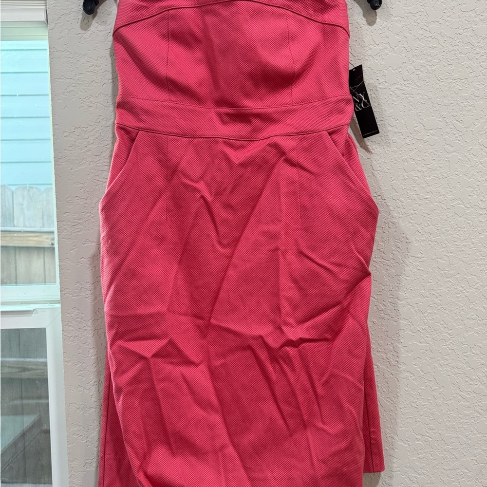 New York & Company Strapless Pink Dress